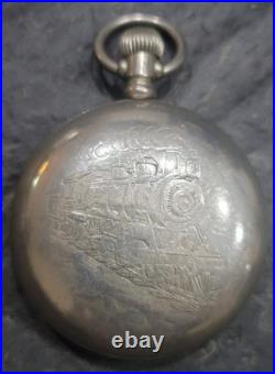 SB8 18s Philadelphia Lomotive Engraved Antique Pocket Watch Case R. R. Train