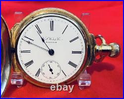 SCARCE 1892 US WATCH CO 18s BOX HINGE GOLDFILLED HUNTER CASE POCKET WATCH RUNS