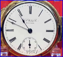 SCARCE 1892 US WATCH CO 18s BOX HINGE GOLDFILLED HUNTER CASE POCKET WATCH RUNS