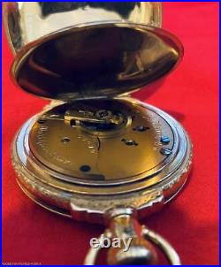 SCARCE 1892 US WATCH CO 18s BOX HINGE GOLDFILLED HUNTER CASE POCKET WATCH RUNS