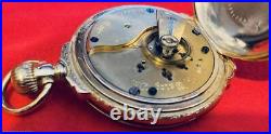 SCARCE 1892 US WATCH CO 18s BOX HINGE GOLDFILLED HUNTER CASE POCKET WATCH RUNS
