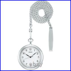 SEIKO SAPP007 Pocket Watch with Silver Case Chain from Japan 2019 White Gift