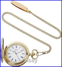 SEIKO pocket watch SAPQ008 gold case Roman numeral notation with lid and chain