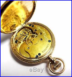 Showpiece 14k 1889 6s Elgin Hunters Case Pocket Watch Fancy Dial