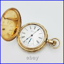 STUNNING 14k Antique Womans Pocket Watch Multicolor Gold Case w Diamond Anna