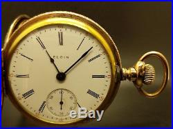 STUNNING Elgin BIG 18s Antique Gold Filled Pocket Watch! A+ Case Keep Time