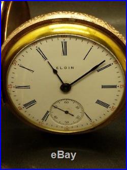 STUNNING Elgin BIG 18s Antique Gold Filled Pocket Watch! A+ Case Keep Time