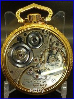 STUNNING! Illinois BUNN 19 Jewels 5 Adj Pocket Watch in Mint Display Case