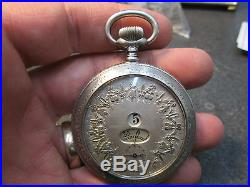 SWISS JUMP HOUR FANCY STERLING SILVER MARKED CASE AND DIAL Running Pocket Watch