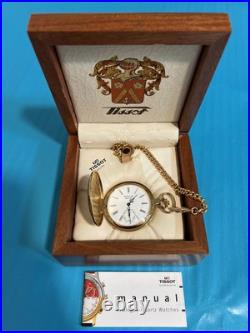 SWISS MATHEY TISSOT Mechanical Pocket Watch with Wooden Case & Chain NICE