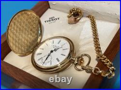 SWISS MATHEY TISSOT Mechanical Pocket Watch with Wooden Case & Chain NICE