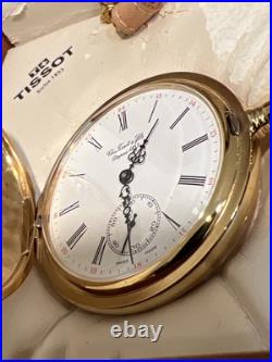 SWISS MATHEY TISSOT Mechanical Pocket Watch with Wooden Case & Chain NICE