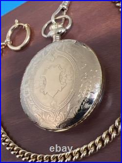 SWISS MATHEY TISSOT Mechanical Pocket Watch with Wooden Case & Chain NICE