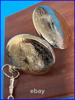 SWISS MATHEY TISSOT Mechanical Pocket Watch with Wooden Case & Chain NICE