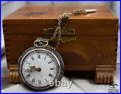 Samson London Verge Fusee Pocket Watch withKey Wind, Silver Repoussé Case Rare