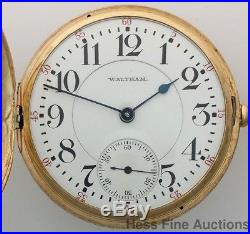Scarce 21J Hunter Case Waltham Crescent St 14k Gold Antique Pocket Watch