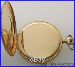 Scarce 21J Hunter Case Waltham Crescent St 14k Gold Antique Pocket Watch
