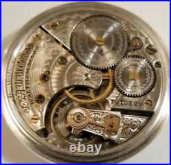 Scarce Waltham 16S. 11J. Adj. Fancy dial gold trimmed movement coin silver case