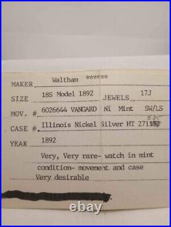 Scarce Waltham Vanguard 17 Jewel Model 96 Pocket Watch Hunting Case