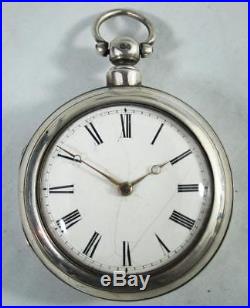 Scottish Antique Silver Pair Cased Fusee Lever Pocket Watch 1861 Lawrencekirk