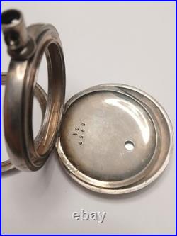 Scrap 18 size Coin Silver open face pocket watch case. No Crystal-bow. 75+Grams