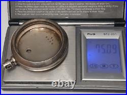 Scrap 18 size Coin Silver open face pocket watch case. No Crystal-bow. 75+Grams