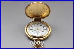 Seiko Pocket Watch Alba V721-0A30 Gold Full Hunter 41mm Vintage Quartz JAPAN