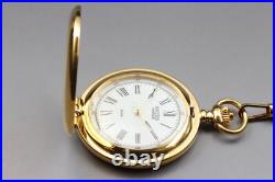 Seiko Pocket Watch Alba V721-0A30 Gold Full Hunter 41mm Vintage Quartz JAPAN