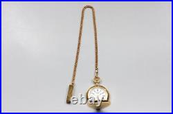 Seiko Pocket Watch Alba V721-0A30 Gold Full Hunter 41mm Vintage Quartz JAPAN