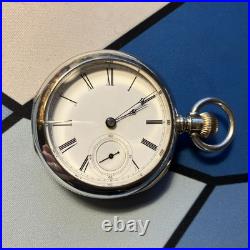 Serviced 1882 11j Illinois Lever Set Open Face Pocket Watch Coin Silver Case