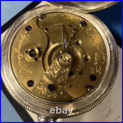 Serviced 1882 11j Illinois Lever Set Open Face Pocket Watch Coin Silver Case