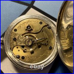 Serviced 1882 11j Illinois Lever Set Open Face Pocket Watch Coin Silver Case