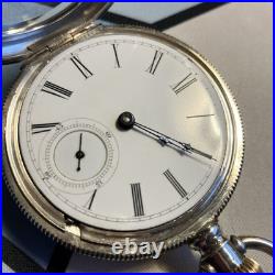 Serviced 1882 11j Illinois Lever Set Open Face Pocket Watch Coin Silver Case