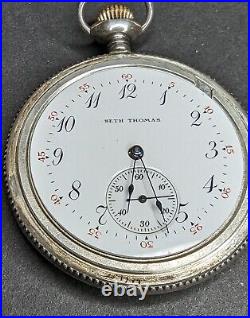 Seth Thomas Centennial 15j Pocket Watch Illinois Sterling Silver Case Runs READ