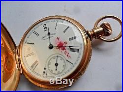 Sharp SOLID 14k Gold Antique 1888 Waltham Seaside Hunter's Case Pocket Watch