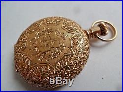 Sharp SOLID 14k Gold Antique 1888 Waltham Seaside Hunter's Case Pocket Watch