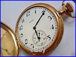 Sharp SOLID 14k Gold Antique 1926 Elgin Hunter's Case 17 Jewel Pocket Watch Runs