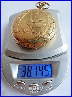 Sharp SOLID 14k Gold Antique 1926 Elgin Hunter's Case 17 Jewel Pocket Watch Runs