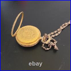 Sheffield Full Hunter Pocket Watch Yellow Gold Blue Roman Numerals Ornate Chain