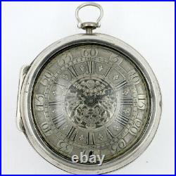 Silver pair cased pocket watch, champleve dial Cleeter, London, c1705