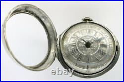 Silver pair cased verge pocket watch, mock pendulum London, c1700
