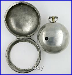 Silver pair cases, verge escapement London, c1710