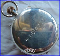 Smith & Son Chronograph Rattrapante Pocket Watch Silver Case 54,5 mm in diameter