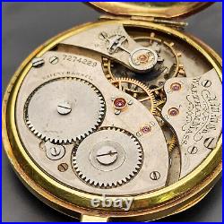 Solid 14K Gold Case Fancy Dial Waltham Riverside 12s 17j Runs Pocket Watch