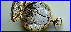 Solid 14k Gold Pocket Watch Hunting Case Size 0s Ladies Waltham Lovely Roy Case