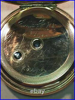 Solid 18K Gold Elgin 10s Pocket Watch Fancy Case 74.6 Grams Not Scrap 1884