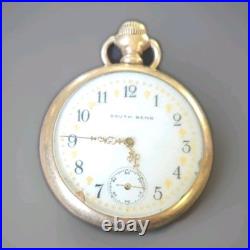 South Bend 17 Jewel 3 Adj Open Face Pocket Watch 20 Yr Case Lever Set Stem Wind