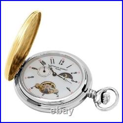 Stainless Steel Two-Tone Demi Hunter Case Mechanical Pocket Watch 3553-T