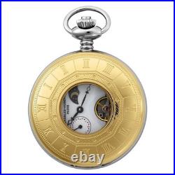 Stainless Steel Two-Tone Demi Hunter Case Mechanical Pocket Watch 3553-T