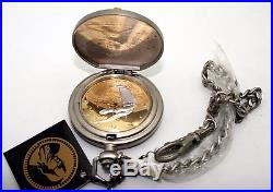 Star Trek Pocket Watch Bird of Prey Franklin Mint With Link Chain & Case NEW